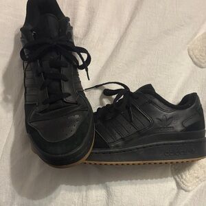 Adidas Men's Black and Gum Sole Sneakers